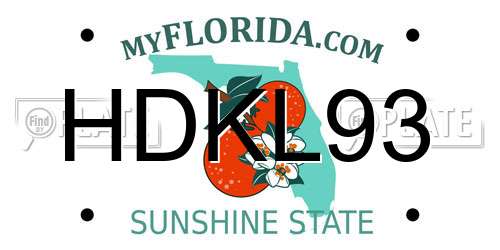 HDKL93 Florida License Plate