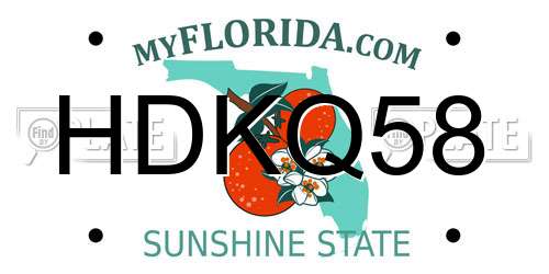 HDKQ58 Florida License Plate