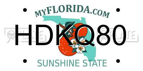 HDKQ80 Florida License Plate