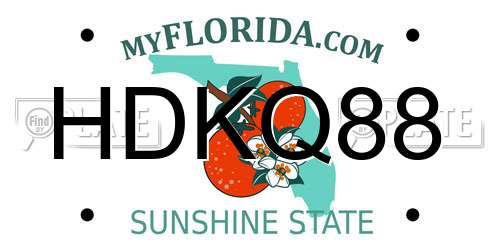 HDKQ88 Florida License Plate