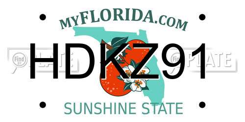 HDKZ91 Florida License Plate