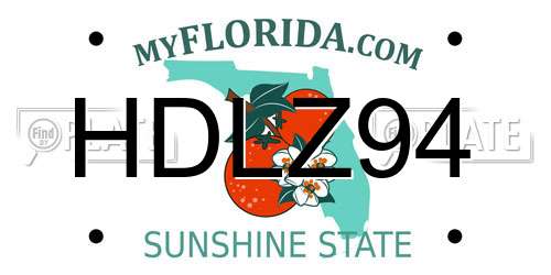 HDLZ94 Florida License Plate