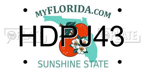 HDPJ43 Florida License Plate