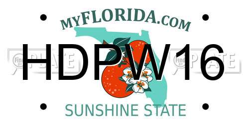 HDPW16 Florida License Plate
