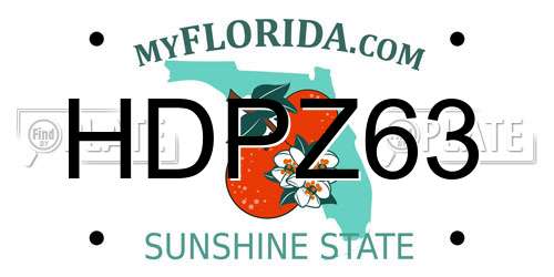HDPZ63 Florida License Plate