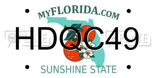 HDQC49 Florida License Plate