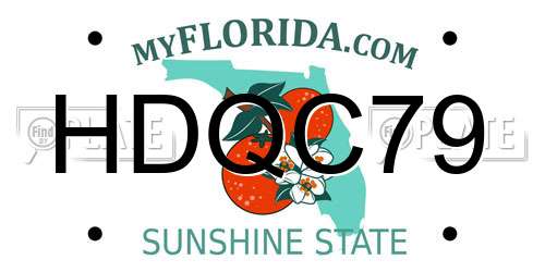 HDQC79 Florida License Plate