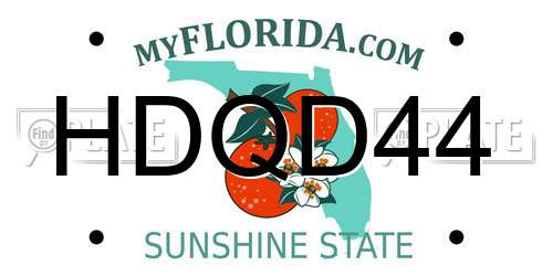 HDQD44 Florida License Plate