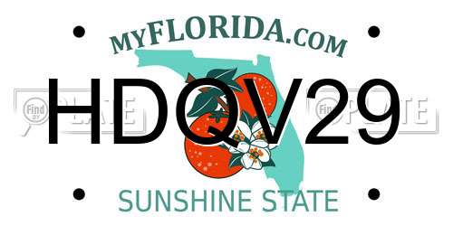 HDQV29 Florida License Plate