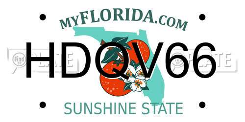HDQV66 Florida License Plate