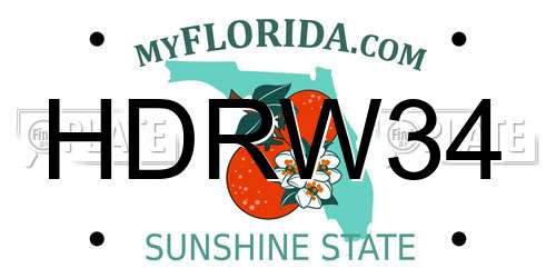 HDRW34 Florida License Plate