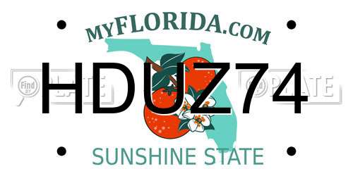 HDUZ74 Florida License Plate