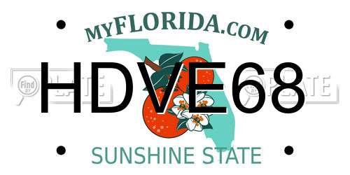 HDVE68 Florida License Plate
