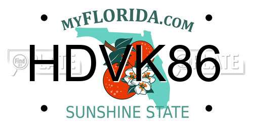 HDVK86 Florida License Plate