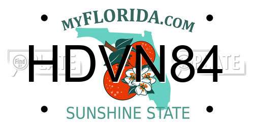 HDVN84 Florida License Plate