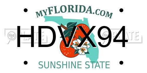 HDVX94 Florida License Plate
