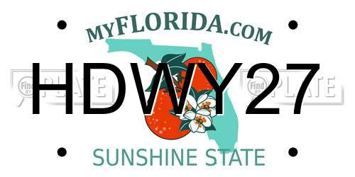 HDWY27 Florida License Plate