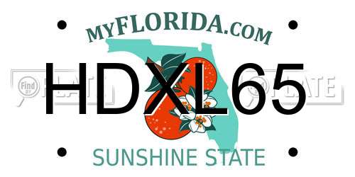 HDXL65 Florida License Plate