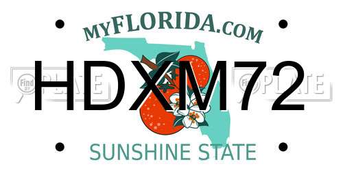 HDXM72 Florida License Plate
