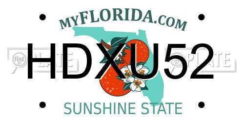 HDXU52 Florida License Plate