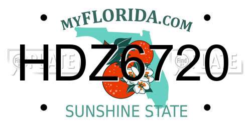 HDZ6720 Florida License Plate