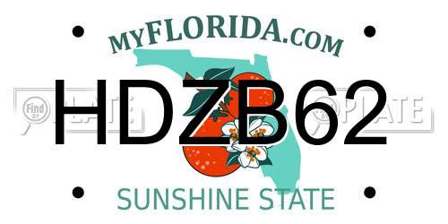 HDZB62 Florida License Plate