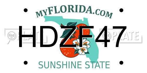 HDZF47 Florida License Plate