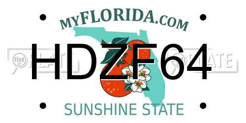 HDZF64 Florida License Plate