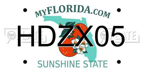 HDZX05 Florida License Plate