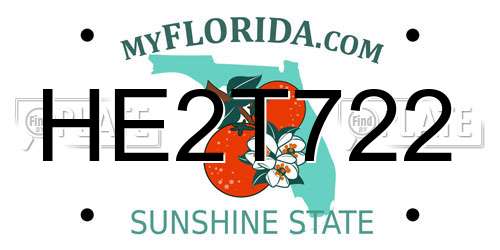 HE2T722 Florida License Plate
