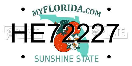 HE72227 Florida License Plate
