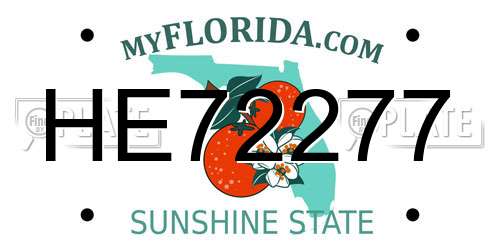 HE72277 Florida License Plate
