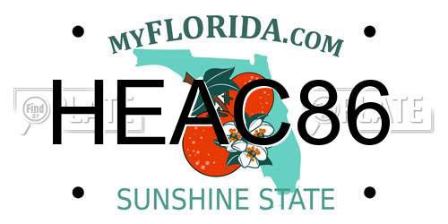 HEAC86 Florida License Plate