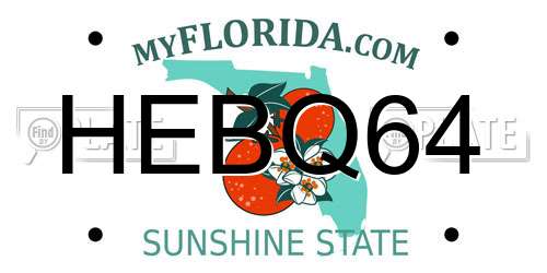 HEBQ64 Florida License Plate