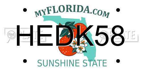 HEDK58 Florida License Plate