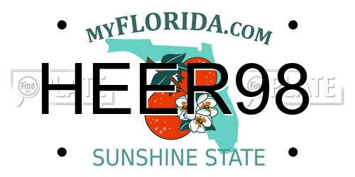 HEER98 Florida License Plate