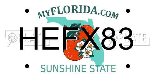 HEFX83 Florida License Plate