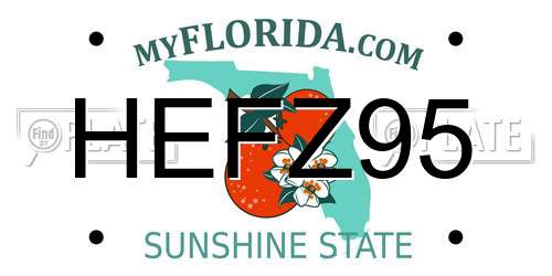 HEFZ95 Florida License Plate