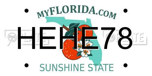 HEHE78 Florida License Plate