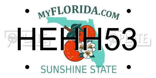 HEHH53 Florida License Plate
