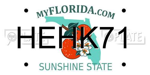 HEHK71 Florida License Plate