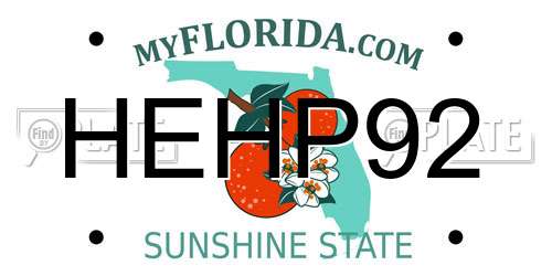 HEHP92 Florida License Plate