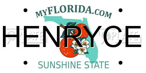 HENRYCE Florida License Plate