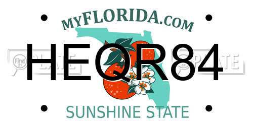 HEQR84 Florida License Plate