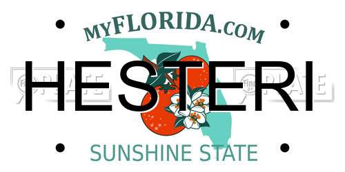 HESTERI Florida License Plate