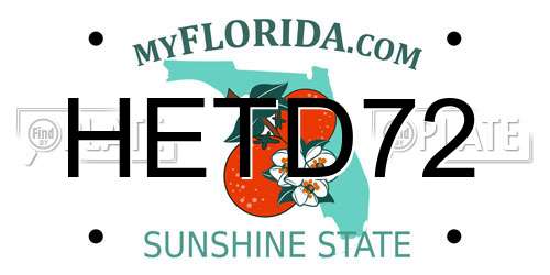 HETD72 Florida License Plate