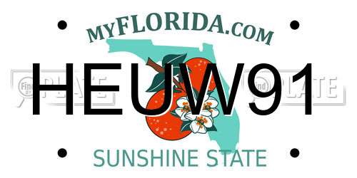 HEUW91 Florida License Plate