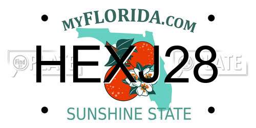 HEXJ28 Florida License Plate