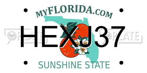 HEXJ37 Florida License Plate