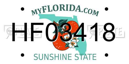 HF03418 Florida License Plate